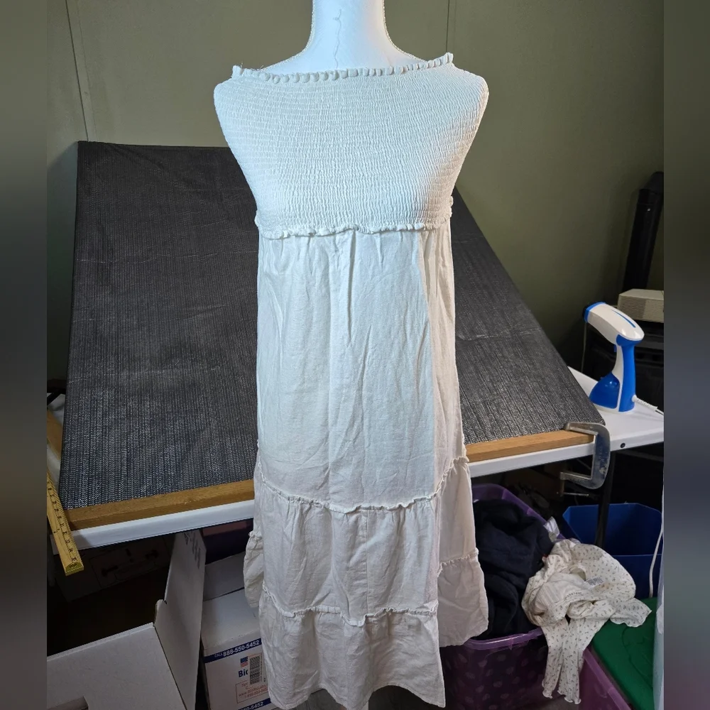 4OUR Dreamers White Dress Tiered Tube Top Size Small White NWT - Picture 1 of 16